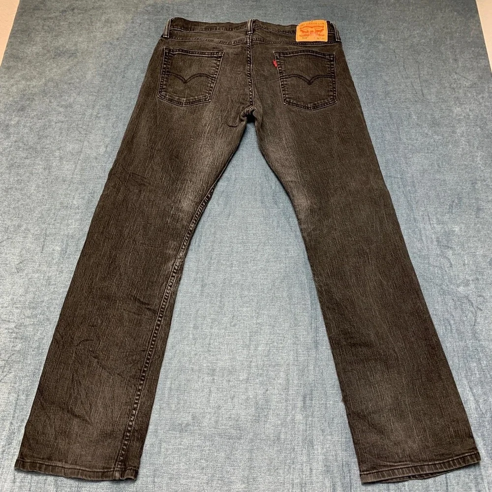 Levi's 514 Jeans Mens 36x34 Black Denim Everyday Wear Medium Wash Straight Fit